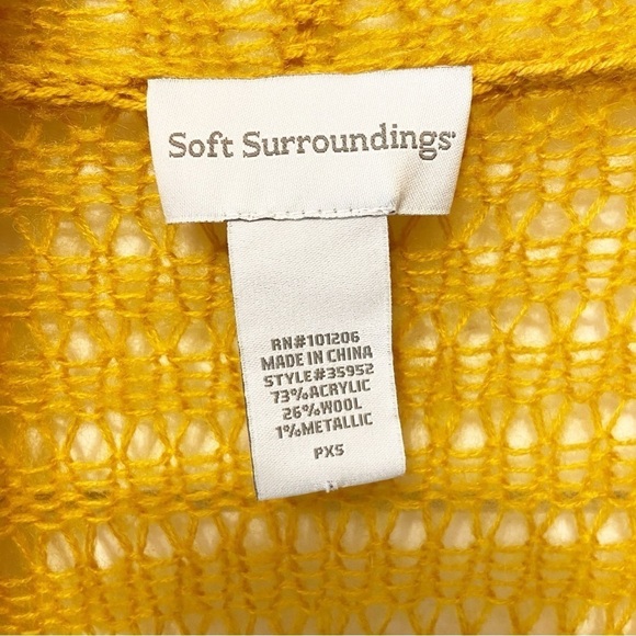 Soft Surroundings | Yellow Wool Blend Long Knit Cardigan/ W Metallic Details PXS - Picture 3 of 7